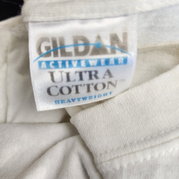 VTG 90s Tee Shirt Jim Beam Size L Gildan Cotton White Short Sleeves - Picture 10 of 12